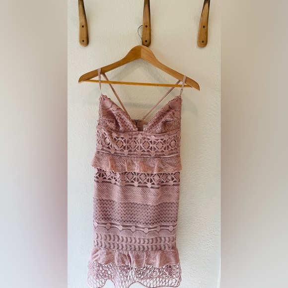 Saylor Drew Crochet Lace Dress in Blush Size Small - Picture 2 of 4